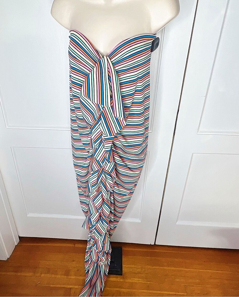 Philthy Ragz Striped Multi-Way Ruffle Maxi Dress One Size